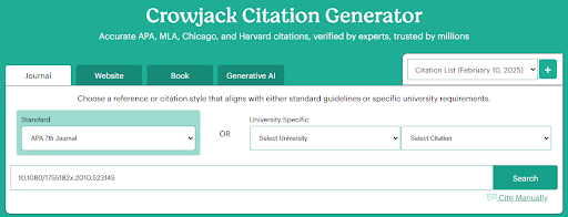 An image of crowjack's citation Citing a Journal Article using DOI(Digital Object Identifier)