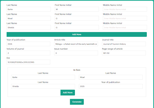 An image of crowjack's citation generator showing the option of manual citation.